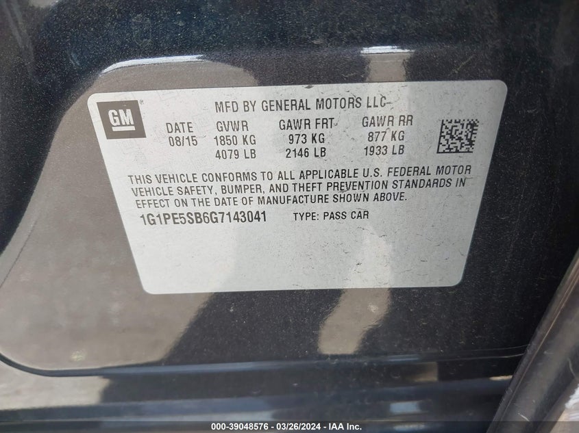 2016 CHEVROLET CRUZE LIMITED 1LT AUTO - 1G1PE5SB6G7143041