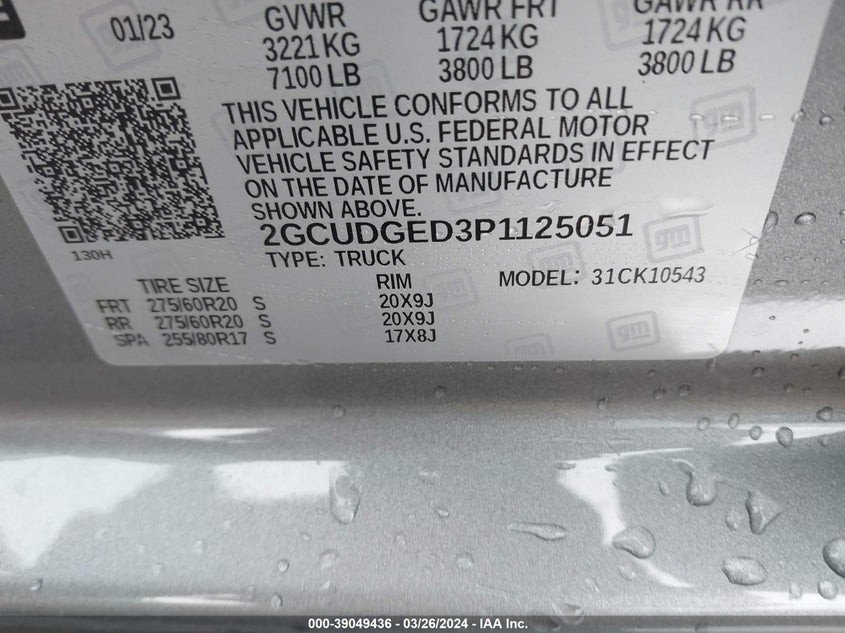 2023 CHEVROLET SILVERADO 1500 4WD  SHORT BED LTZ - 2GCUDGED3P1125051