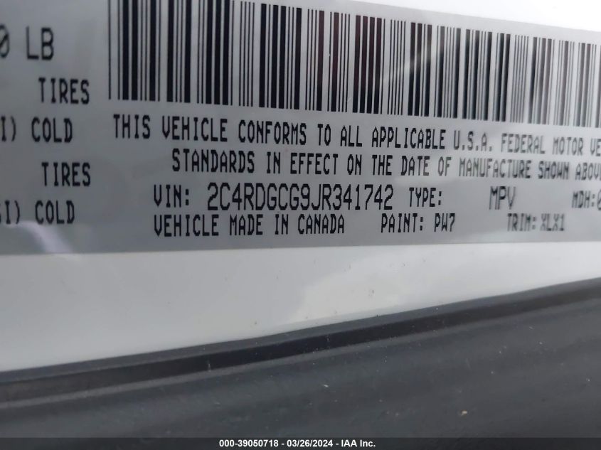 2C4RDGCG9JR341742 2018 Dodge Grand Caravan Sxt