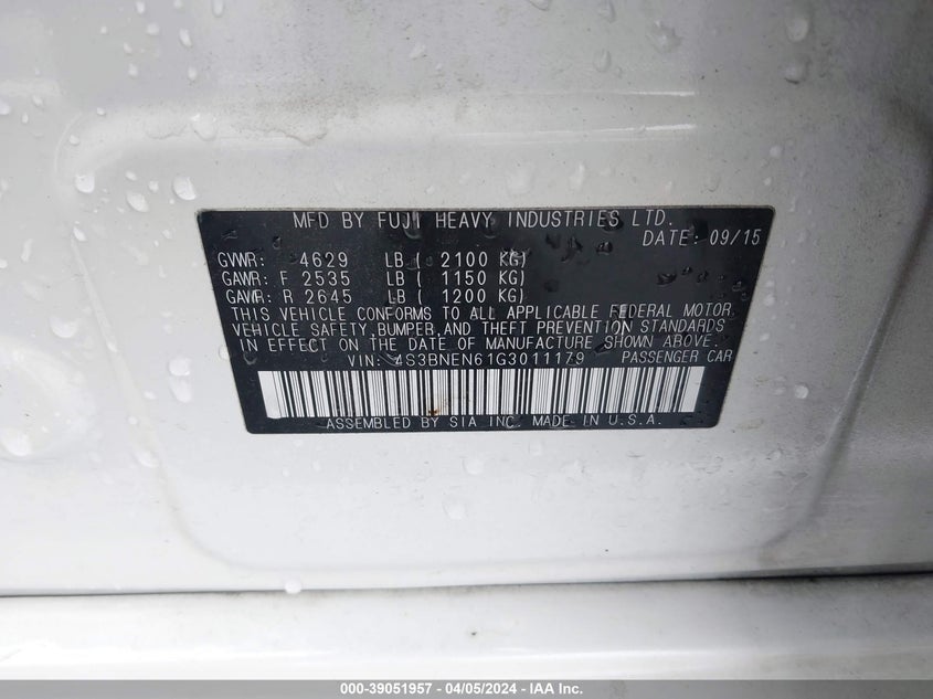 2016 SUBARU LEGACY 3.6R LIMITED - 4S3BNEN61G3011179