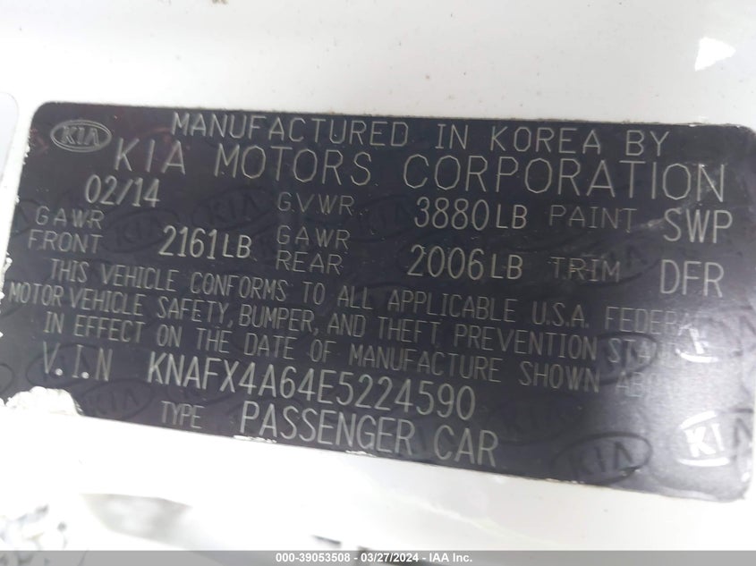 2014 KIA FORTE LX - KNAFX4A64E5224590