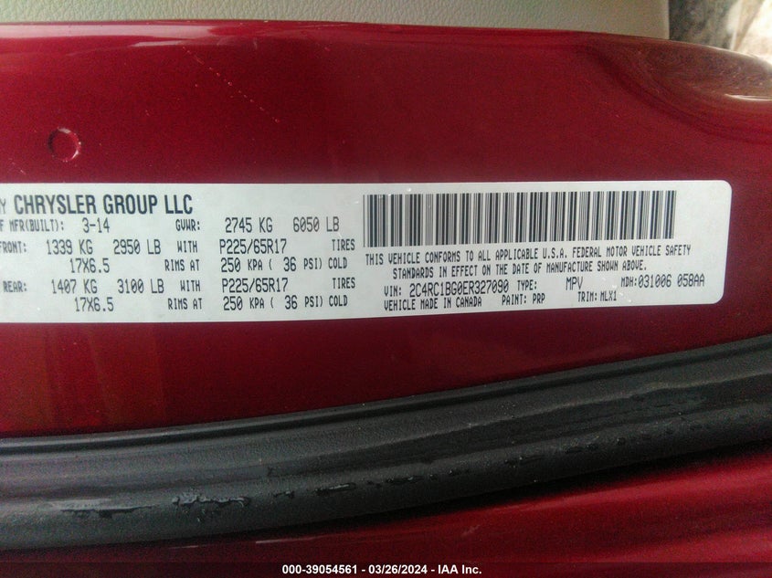 2014 CHRYSLER TOWN & COUNTRY TOURING - 2C4RC1BG0ER327090