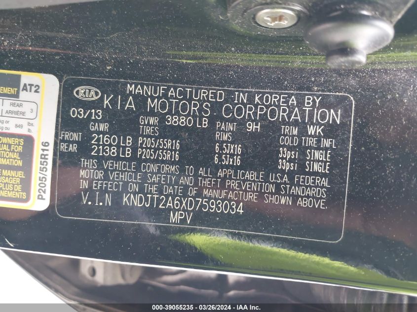 KNDJT2A6XD7593034 2013 Kia Soul +