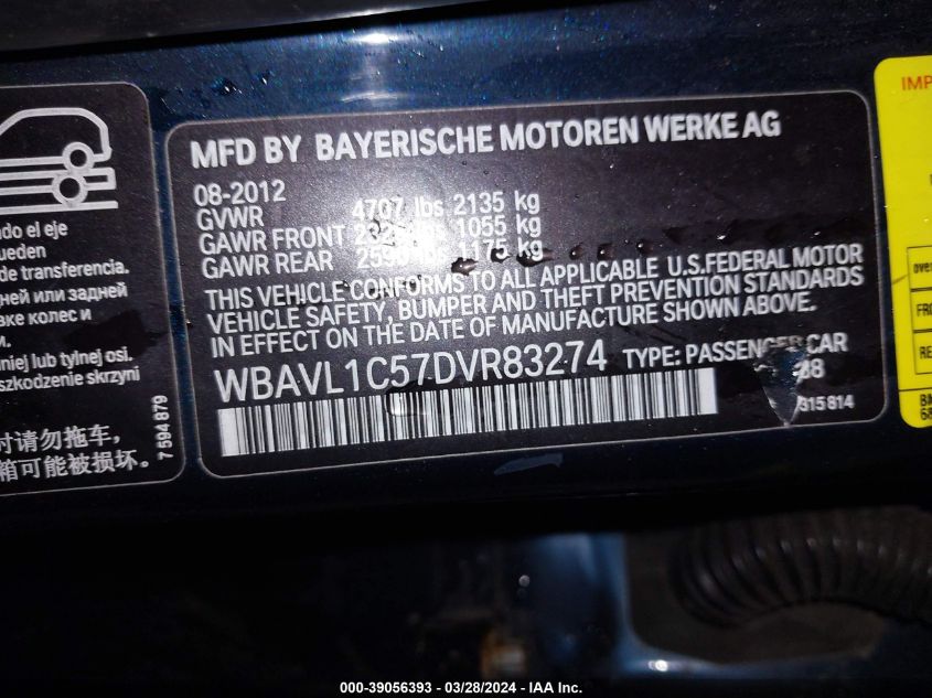 WBAVL1C57DVR83274 2013 BMW X1 xDrive28I