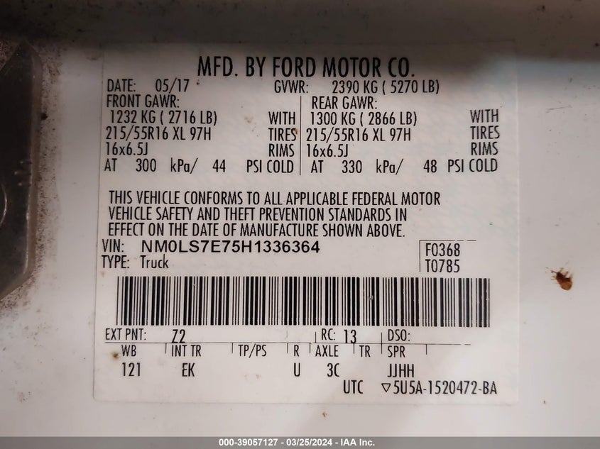 2017 FORD TRANSIT CONNECT XL - NM0LS7E75H1336364