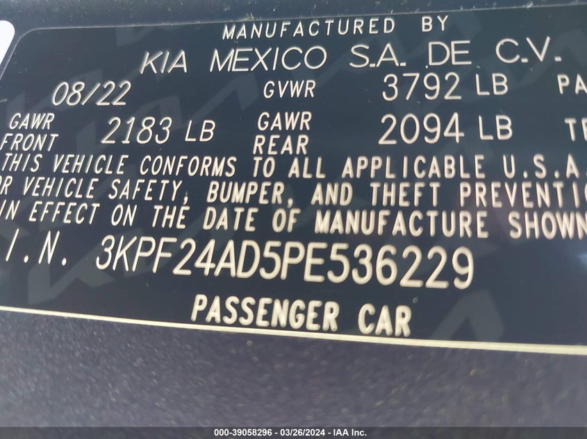 2023 KIA FORTE LXS - 3KPF24AD5PE536229
