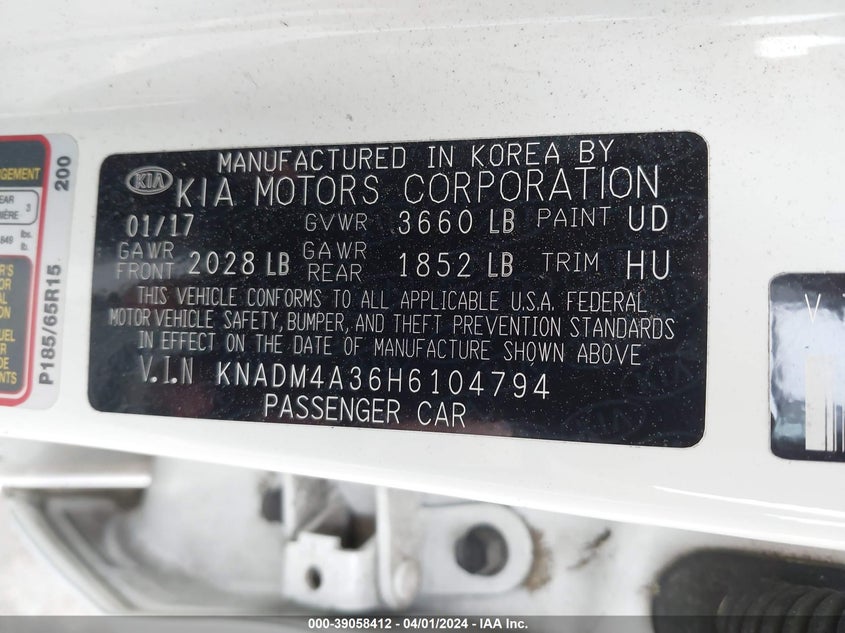 2017 KIA RIO LX - KNADM4A36H6104794