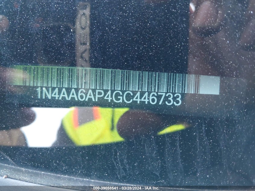 2016 NISSAN MAXIMA VIN: 1N4AA6AP4GC446733