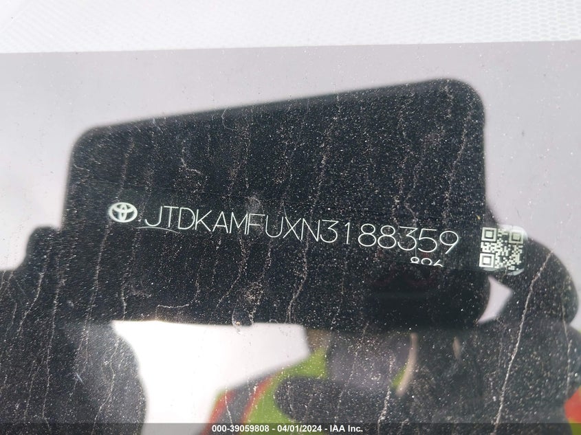 2022 TOYOTA PRIUS 1.8L I-4 DOHC, VVT, (VIN: JTDKAMFUXN3188359
