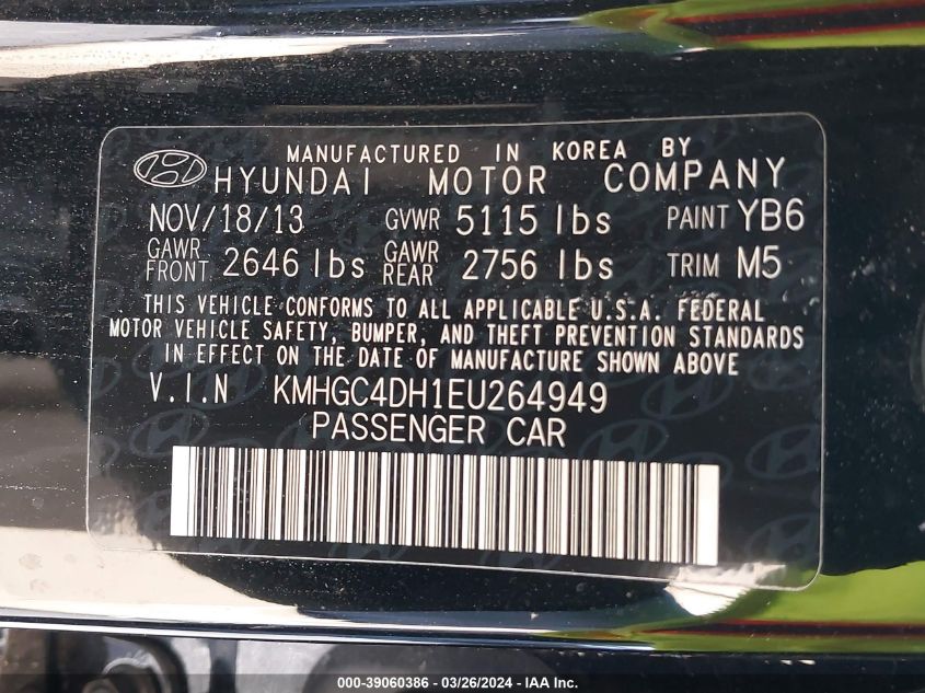 KMHGC4DH1EU264949 | 2014 HYUNDAI GENESIS