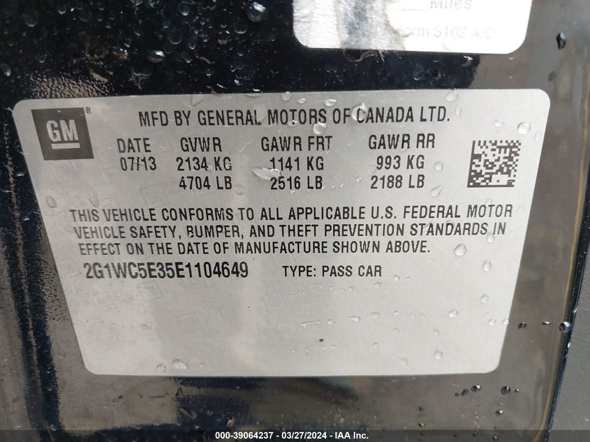 2014 CHEVROLET IMPALA LIMITED LTZ - 2G1WC5E35E1104649