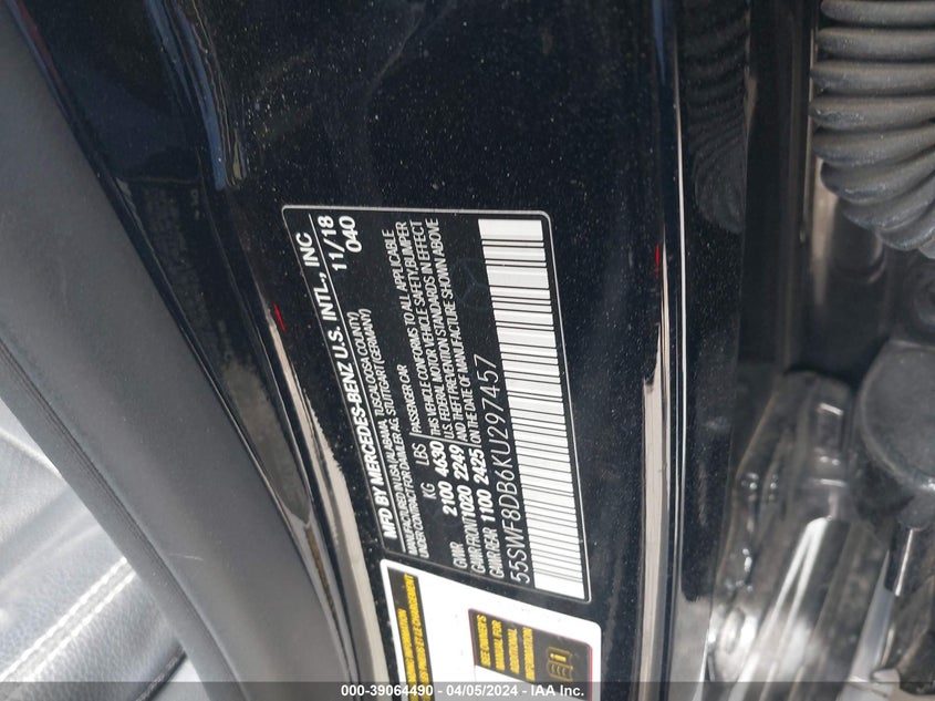 2019 MERCEDES-BENZ C 300 - 55SWF8DB6KU297457