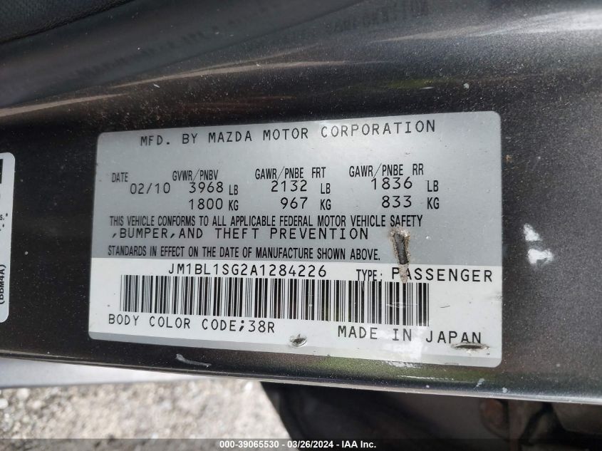 JM1BL1SG2A1284226 | 2010 MAZDA MAZDA3