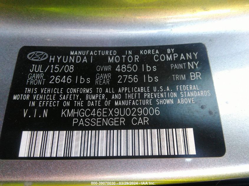 KMHGC46EX9U029006 | 2009 HYUNDAI GENESIS