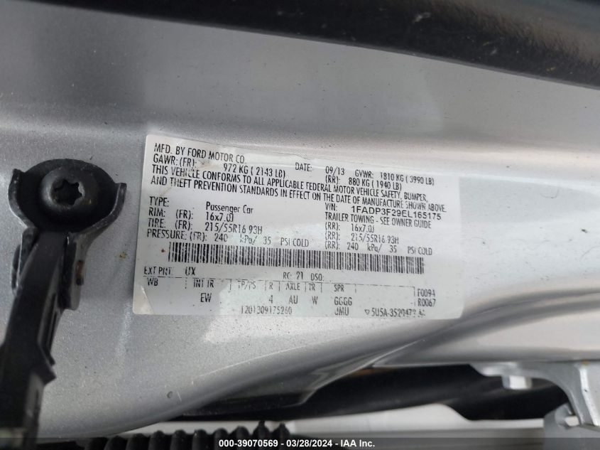 1FADP3F29EL165175 | 2014 FORD FOCUS