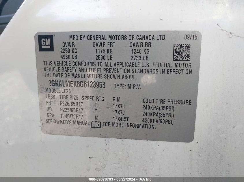 2016 GMC TERRAIN SLE - 2GKALMEK8G6123953