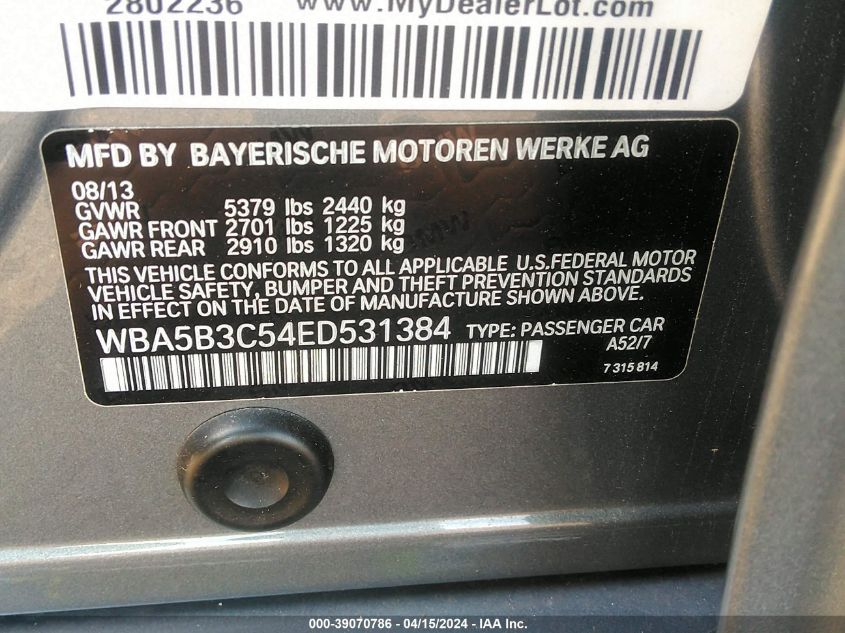 WBA5B3C54ED531384 2014 BMW 535I xDrive