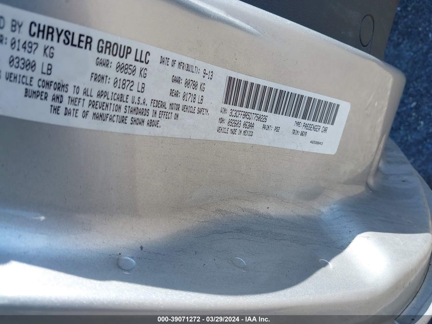 2013 FIAT 500 SPORT - 1Z43RW87039039044