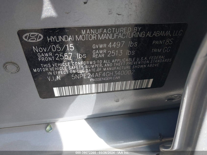 2016 HYUNDAI SONATA SE - 5NPE24AF4GH340002