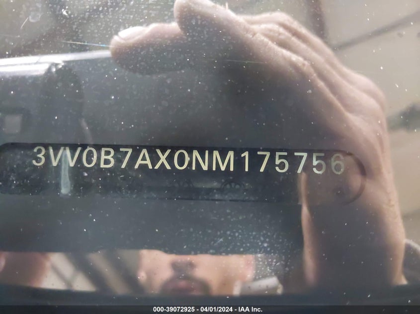 VIN 3VV0B7AX0NM175756 2022 VOLKSWAGEN TIGUAN S