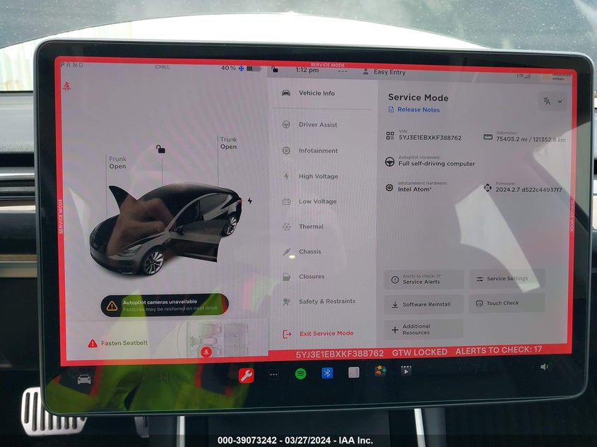 VIN 5YJ3E1EBXKF388762 2019 TESLA MODEL 3 LONG RANGE/PERFORMANCE