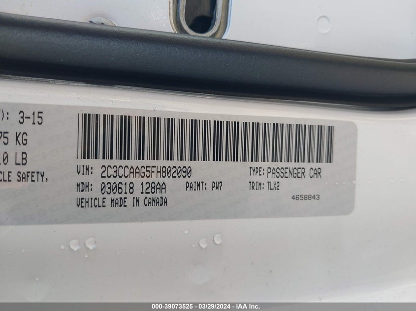 2015 CHRYSLER 300 LIMITED - 2C3CCAAG5FH802090