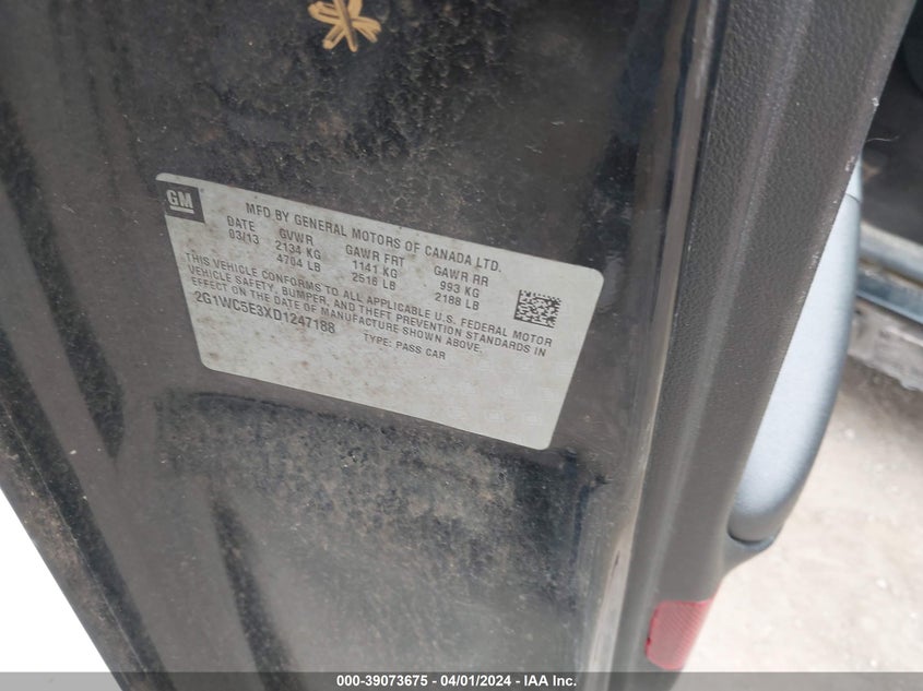 2013 CHEVROLET IMPALA LTZ - 2G1WC5E3XD1247188