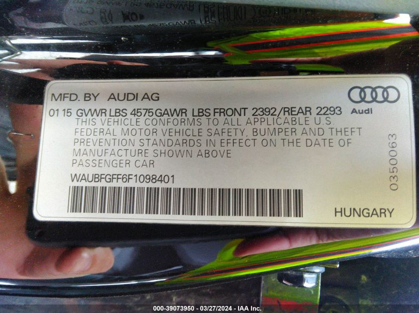 2015 AUDI A3 PREMIUM - WAUBFGFF6F1098401