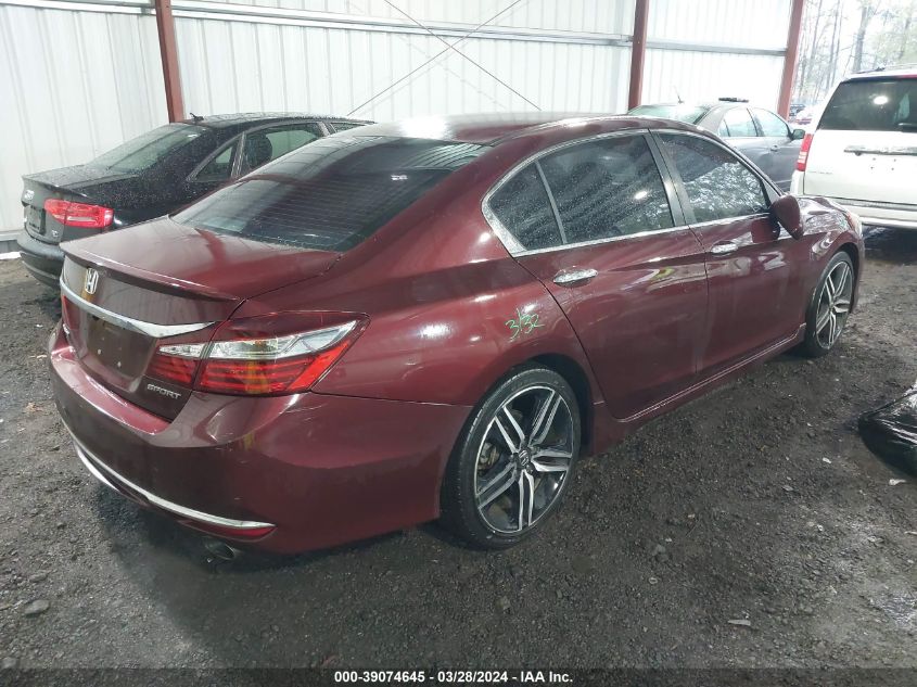 2016 Honda Accord Sport VIN: 1HGCR2F6XGA201386 Lot: 39074645