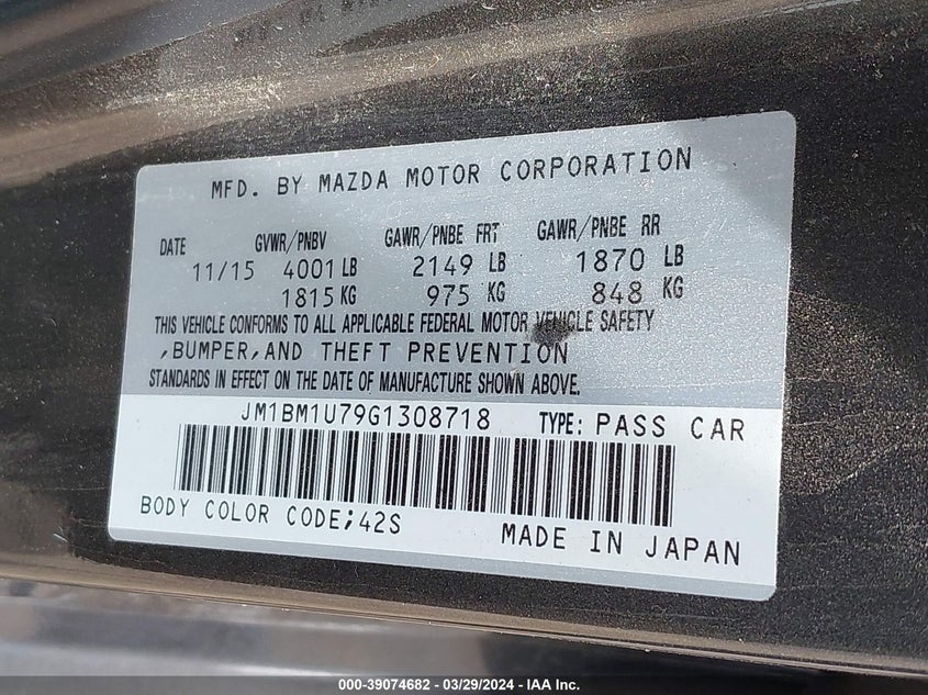 2016 MAZDA MAZDA3 I SPORT - JM1BM1U79G1308718