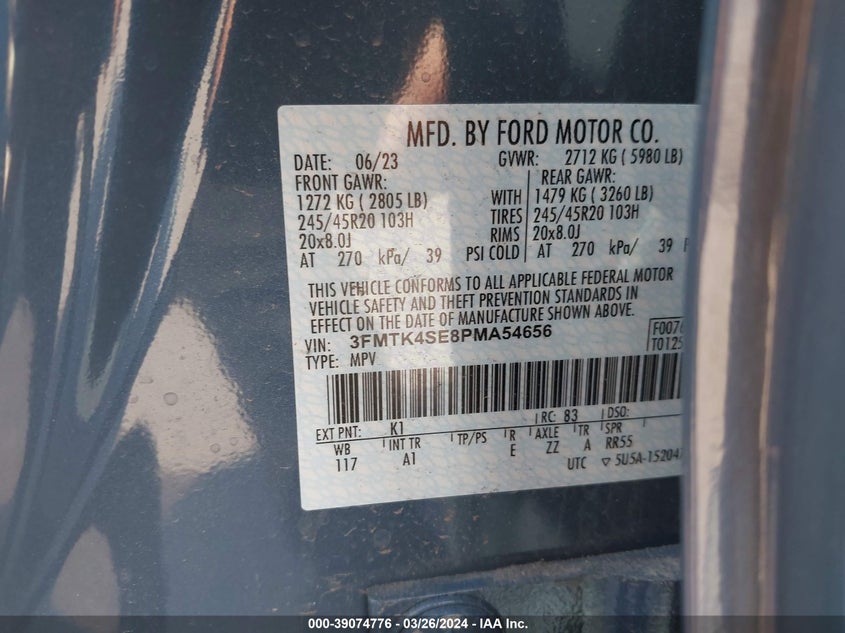 2023 FORD MUSTANG MACH-E GT - 3FMTK4SE8PMA54656