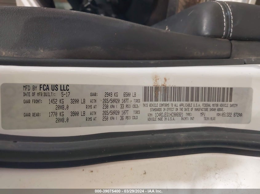 2017 DODGE DURANGO CITADEL ANODIZED PLATINUM AWD - 1C4RDJEG1HC906921