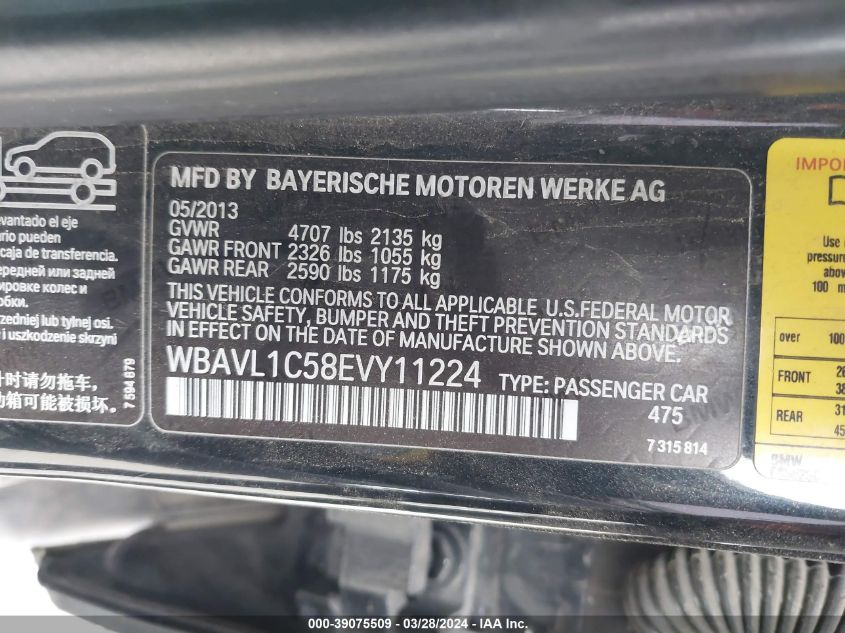 WBAVL1C58EVY11224 2014 BMW X1 xDrive28I