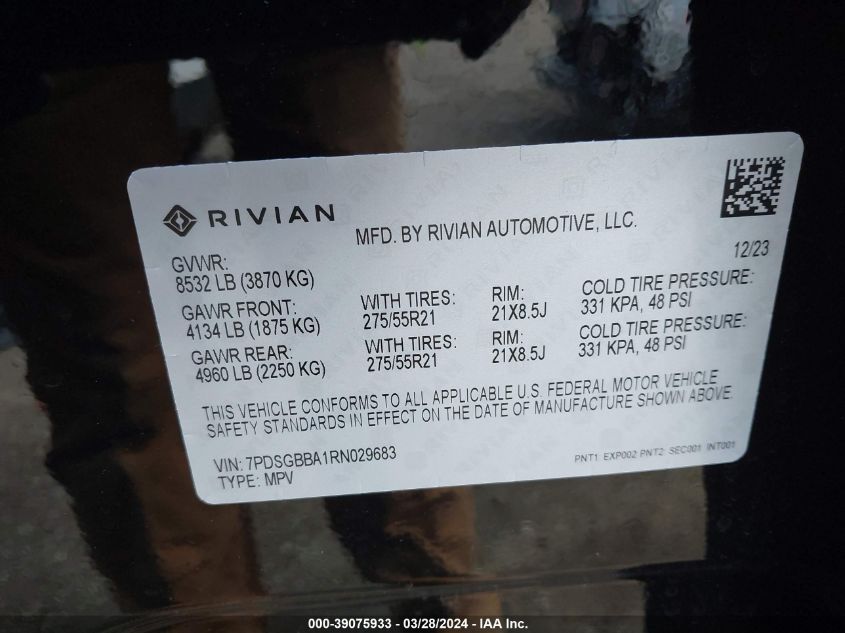 7PDSGBBA1RN029683 2024 Rivian R1S Adventure Dual Motor Large Pack/Adventure Dual Motor Perf Large Pack