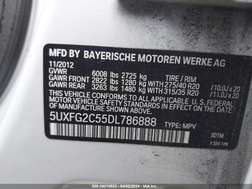 VIN 5UXFG2C55DL786888 2013 BMW X6, Xdrive35I no.9