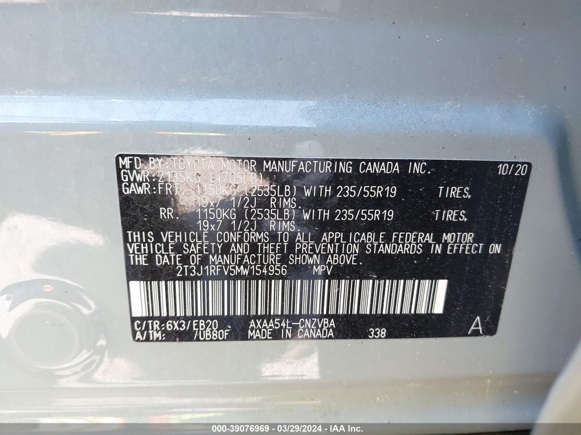 2021 TOYOTA RAV4 ADVENTURE - 2T3J1RFV5MW154956