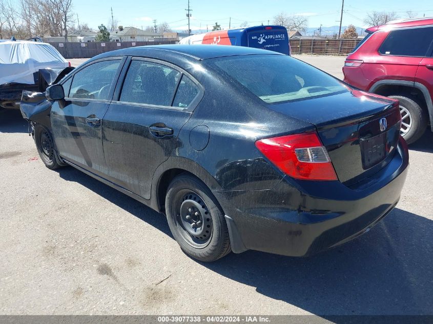 2012 Honda Civic Lx VIN: 2HGFB2F51CH580279 Lot: 39077338