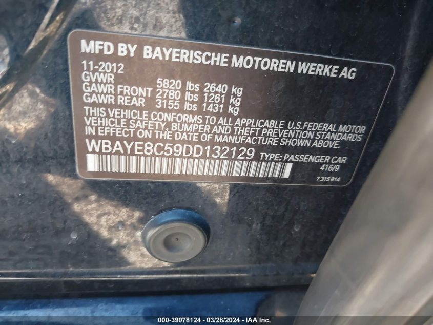 WBAYE8C59DD132129 2013 BMW 750Li