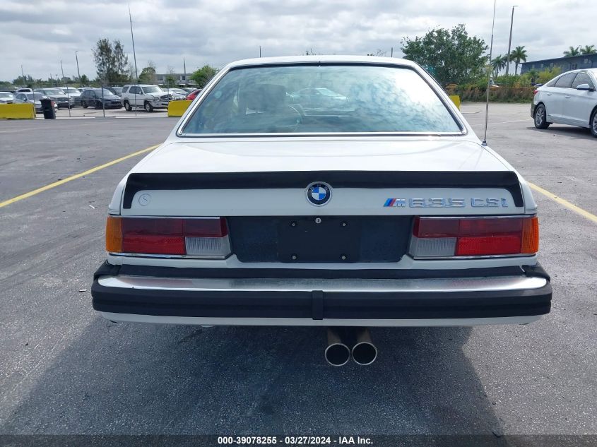 1985 BMW 635 Csi VIN: WBAEC7405F0605654 Lot: 39078255