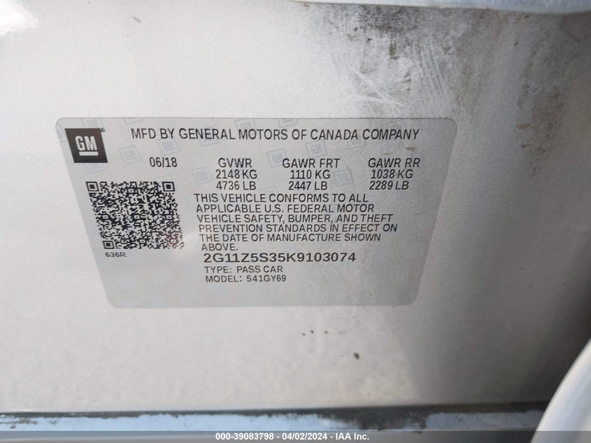 2019 CHEVROLET IMPALA LT - 2G11Z5S35K9103074