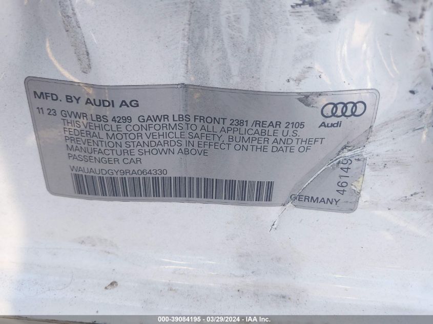 WAUAUDGY9RA064330 | 2024 AUDI A3