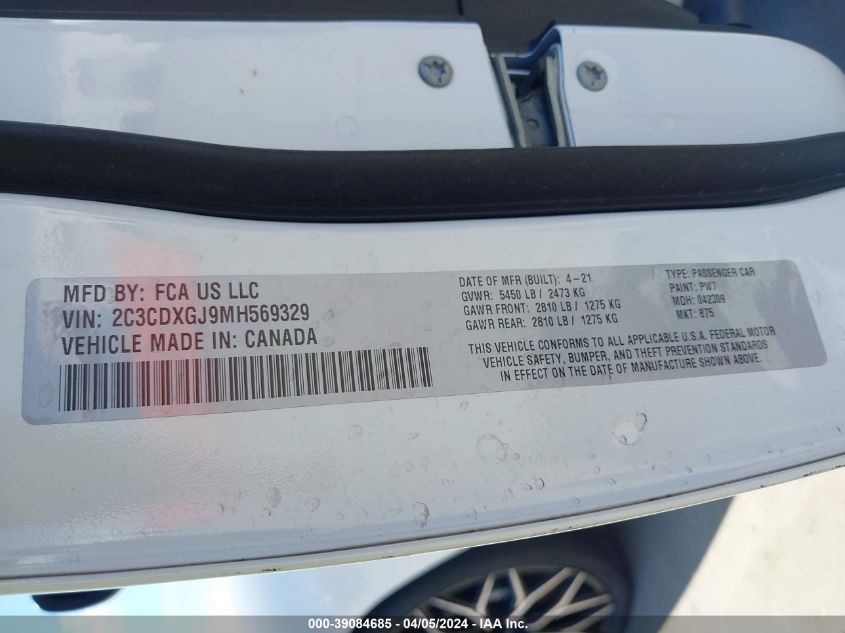 2C3CDXGJ9MH569329 2021 Dodge Charger Scat Pack Widebody Rwd