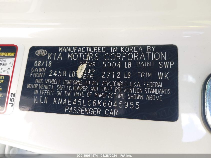 KNAE45LC6K6045955 2019 Kia Stinger Gt1