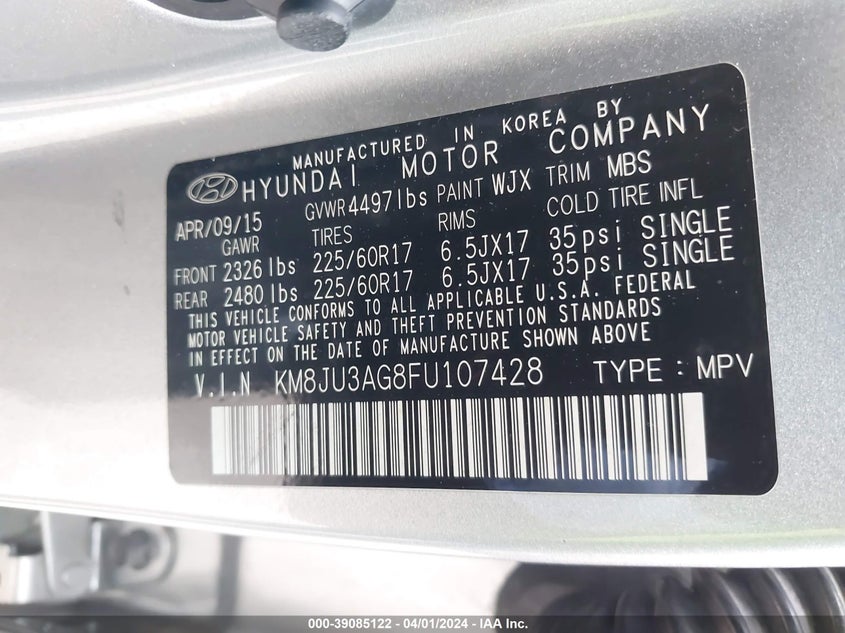 2015 HYUNDAI TUCSON SE - KM8JU3AG8FU107428