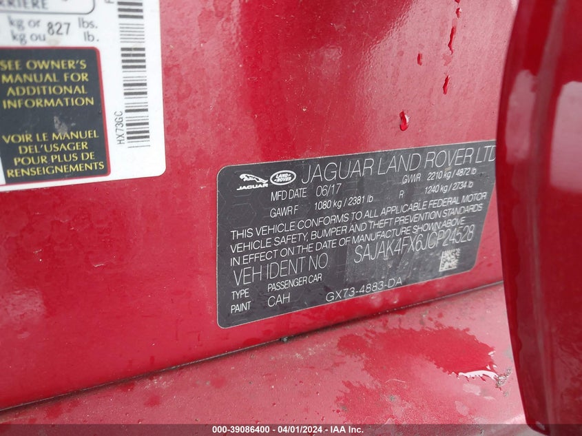 2018 JAGUAR XE 25T PRESTIGE - SAJAK4FX6JCP24528