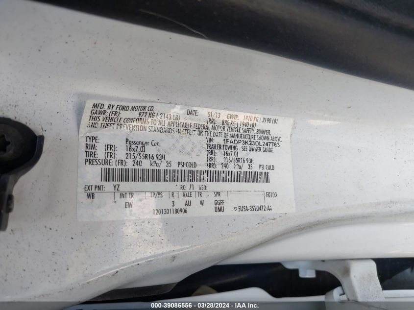 1FADP3K23DL247763 | 2013 FORD FOCUS