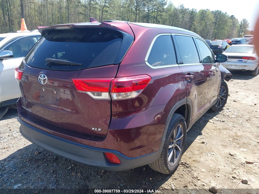 2019 TOYOTA HIGHLANDER VIN: 5TDKZRFH0KS290806
