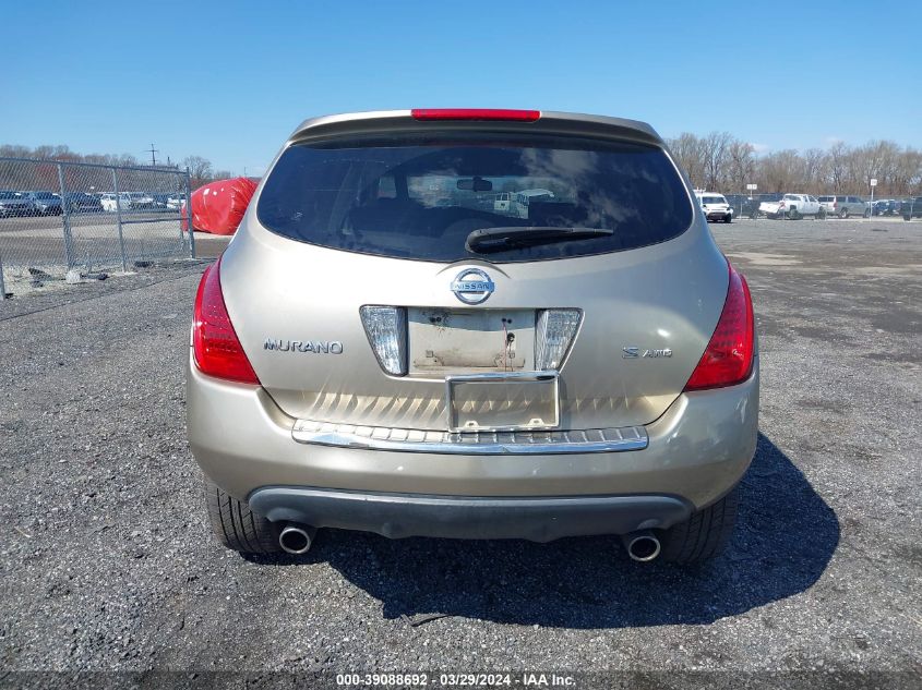 2006 Nissan Murano S VIN: JN8AZ08W56W507697 Lot: 39088692