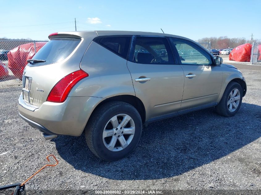 2006 Nissan Murano S VIN: JN8AZ08W56W507697 Lot: 39088692