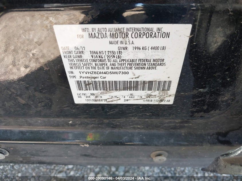 2013 MAZDA MAZDA6 - 1YVHZ8DH4D5M07300